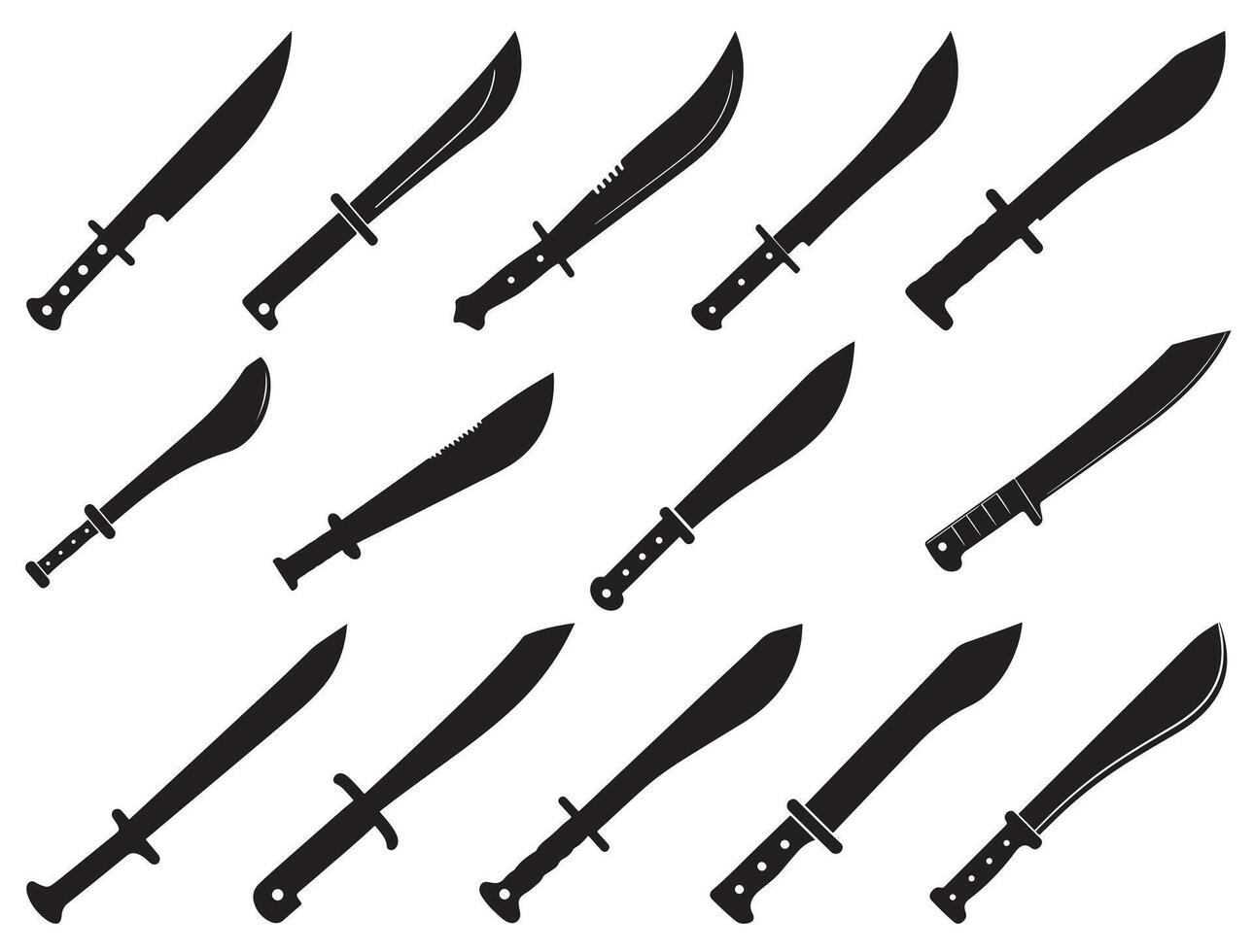 MACHETES SILHOUETTE WHITE BACKGROUND vector