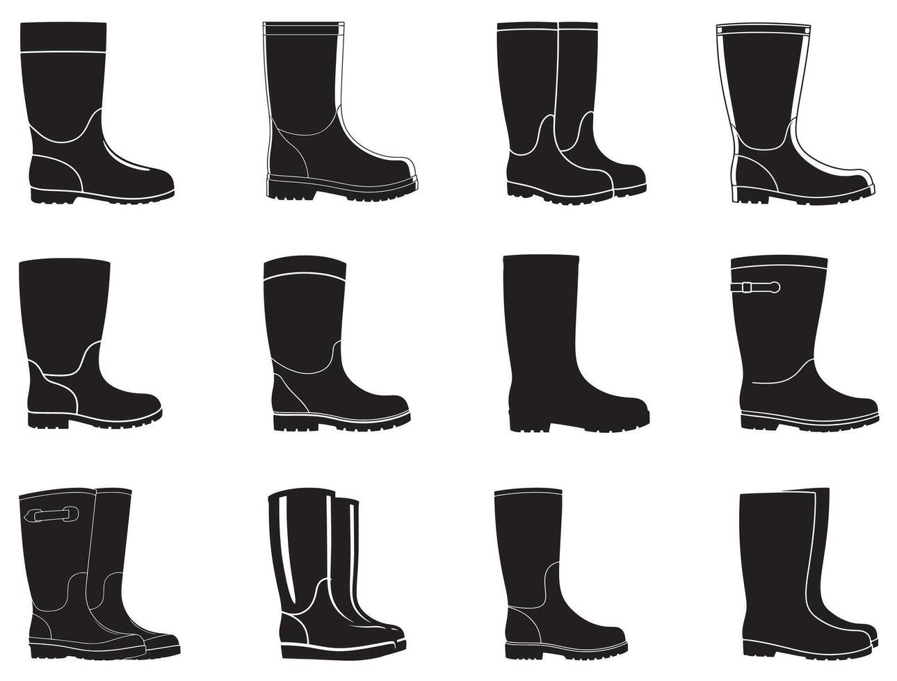 RAIN BOOT SILHOUETTE WHITE BACKGROUND vector