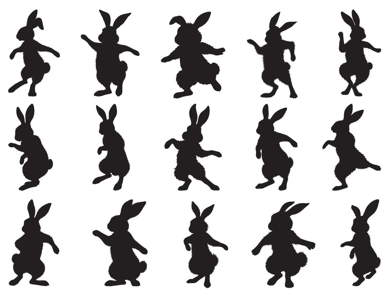 Dancing Rabbits silhouette vector