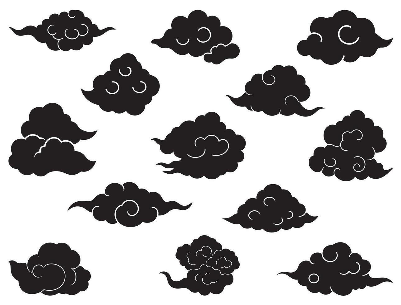 Eastern Chinese cloud silhouette vector