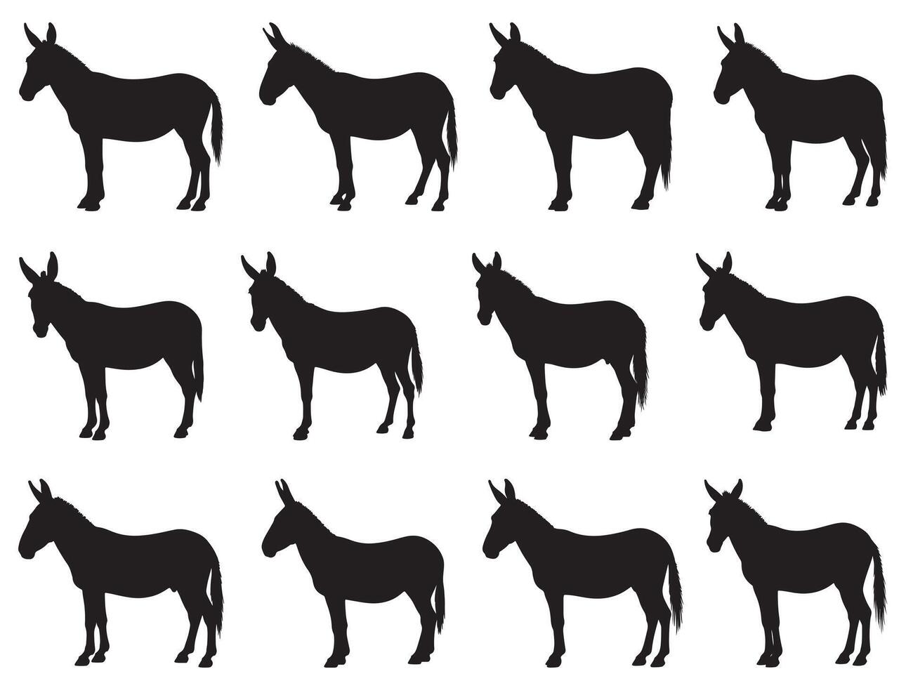 MULE SILHOUETTE WHITE BACKGROUND vector