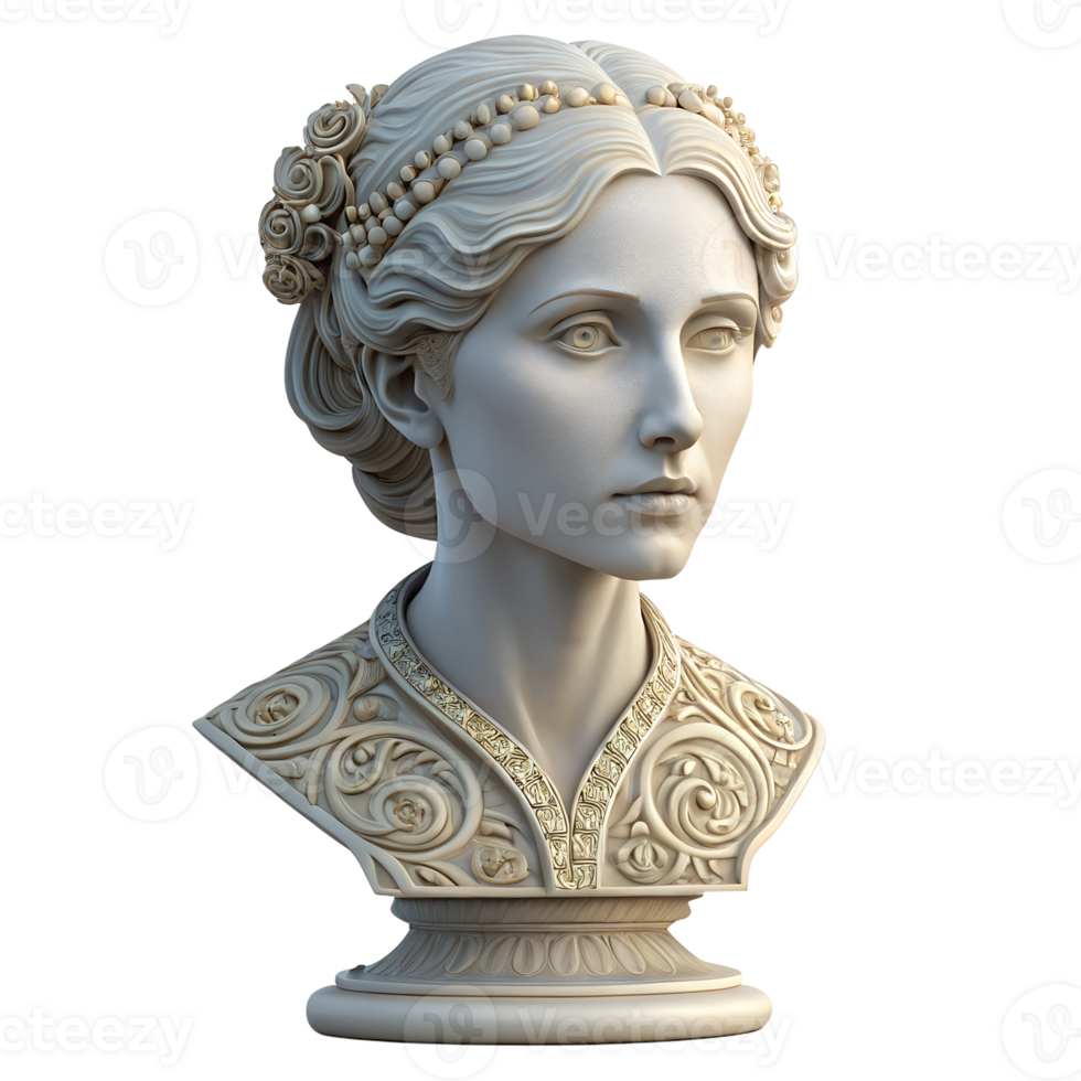 Classic Bust Sculpture 3D Render png