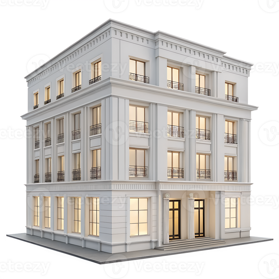 Elegant Classic Building 3D Render png