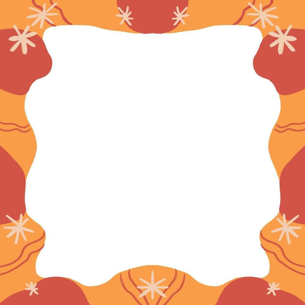 Orange Floral Abstract Frame vector