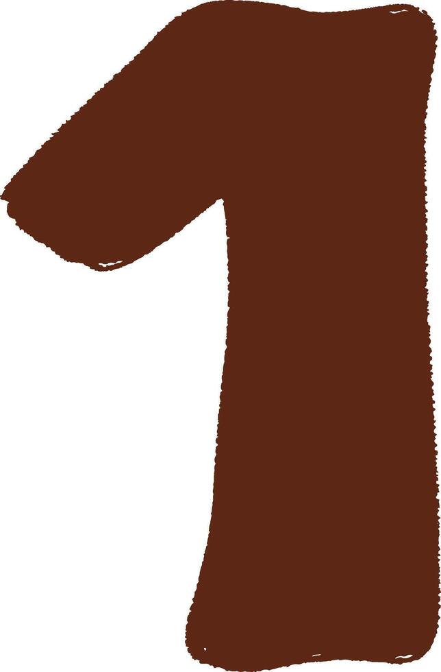 Abstract dark brown brush stroke forming the shape of number one vector