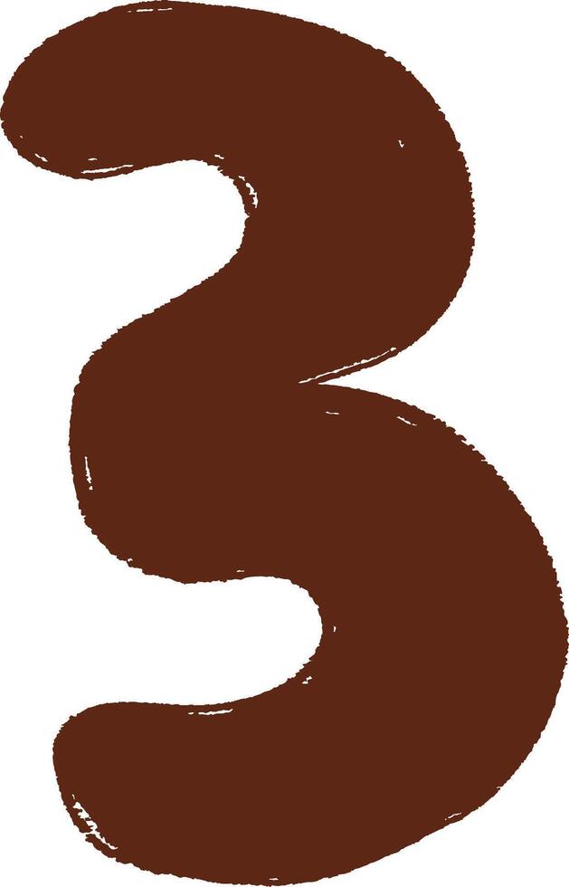 Brown painted number three shape vector