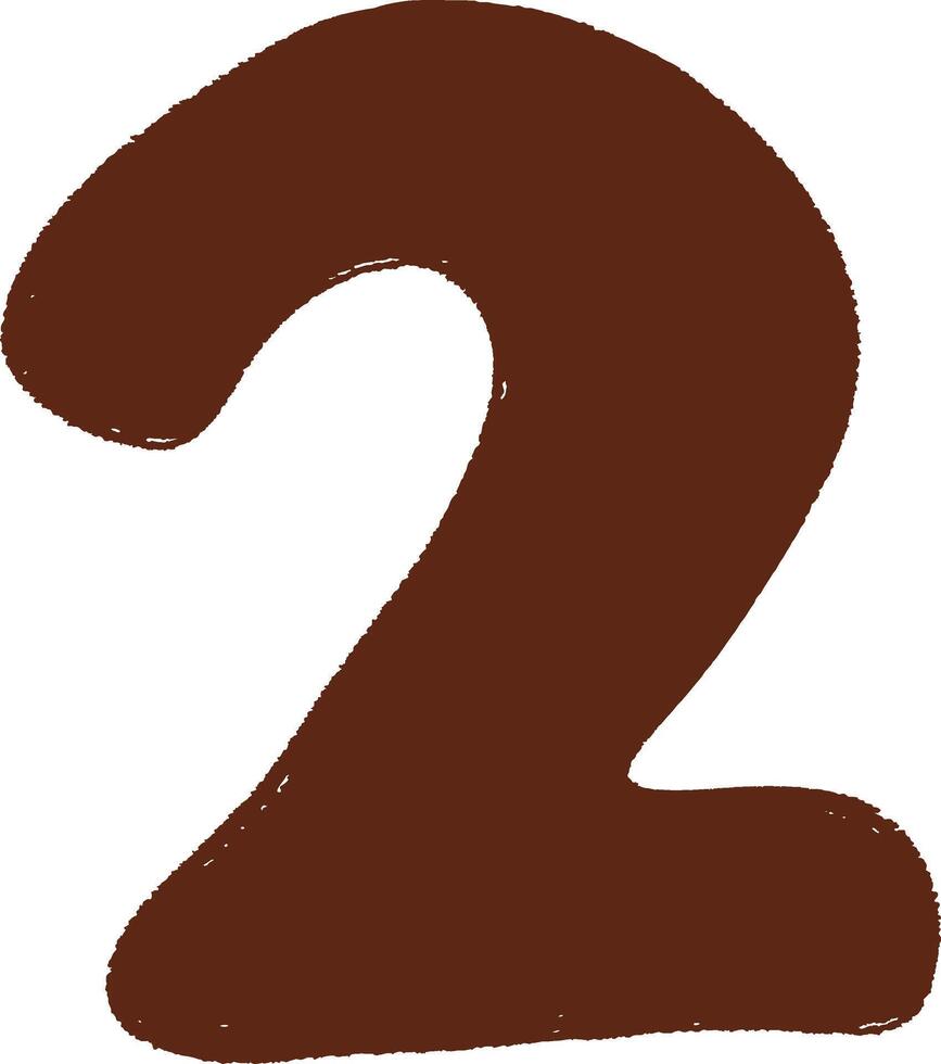 Hand-Drawn Brown Number 2 vector