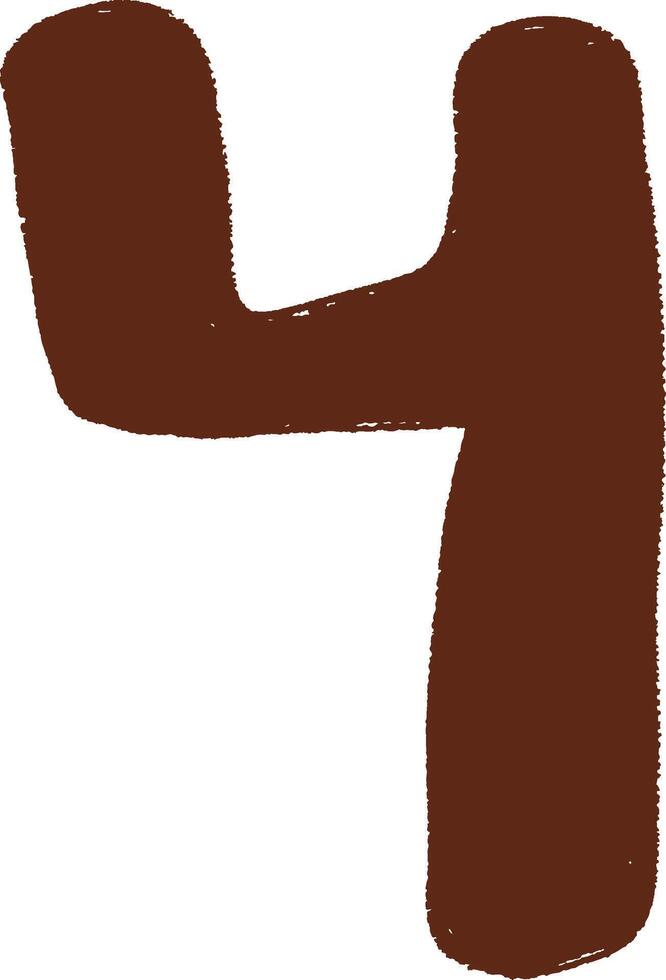 Hand-Drawn Brown Number 4 Symbol vector