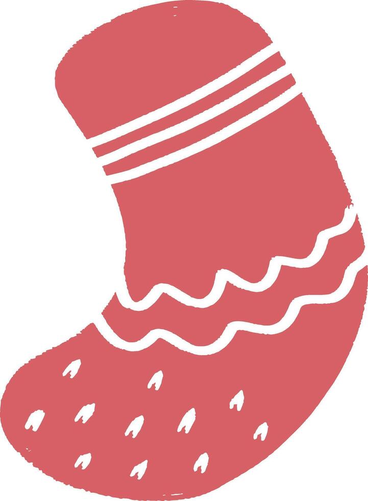 Cute red sock illustration with decorative patterns vector