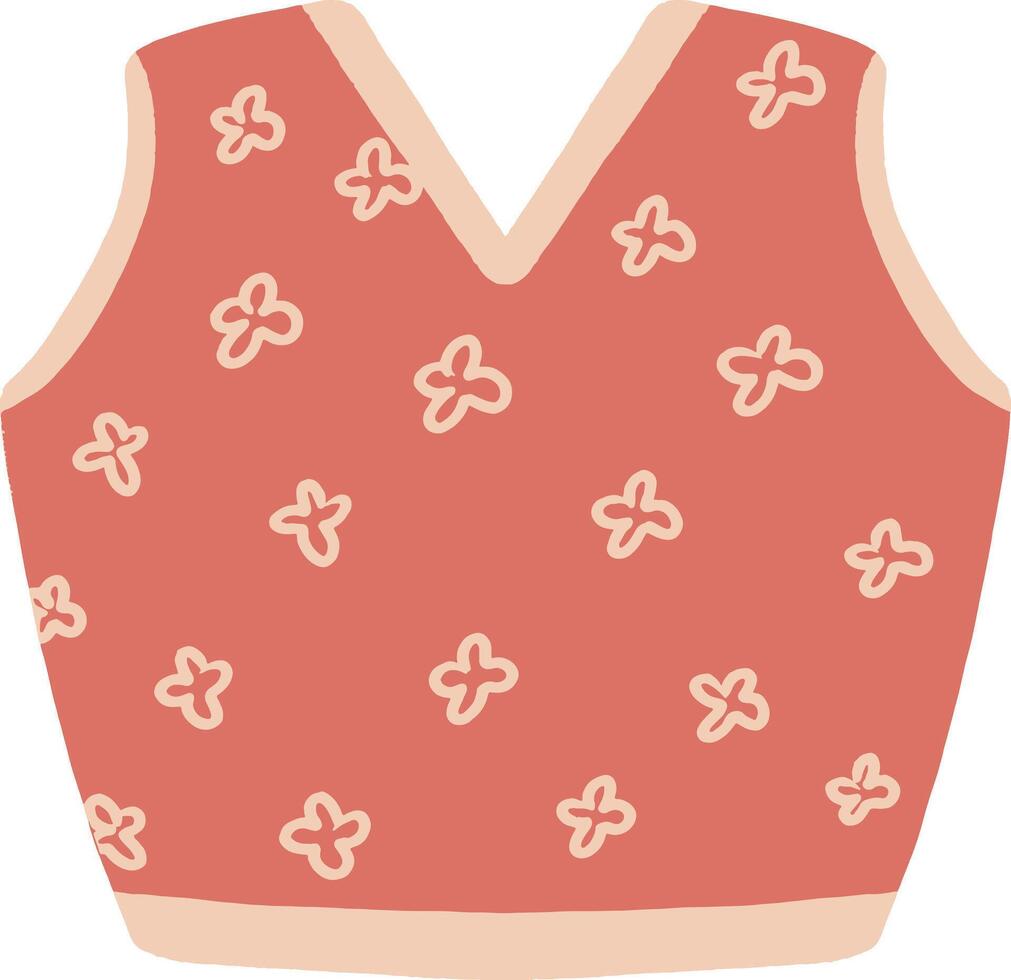 Hand Drawn Sleeveless Knit Vest with Floral Pattern vector