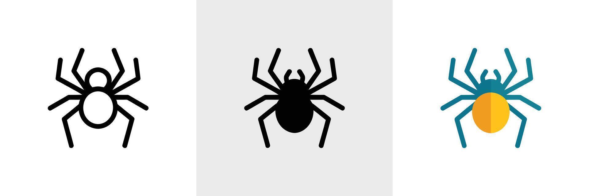 Spider Icon Set, Arachnid Illustration, Eight Legs, White Isolated Backgrounds vector