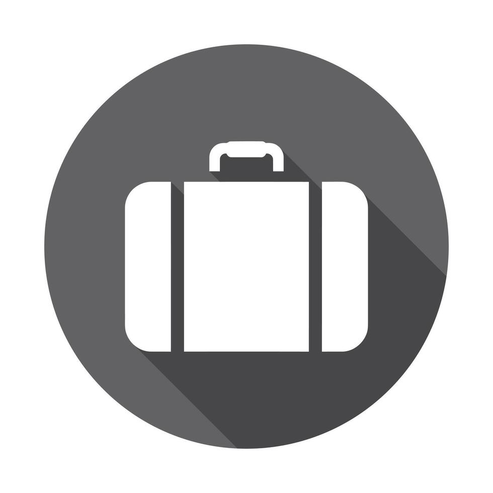 White Suitcase on Gray Circle with Shadow, Illustration of Travel vector