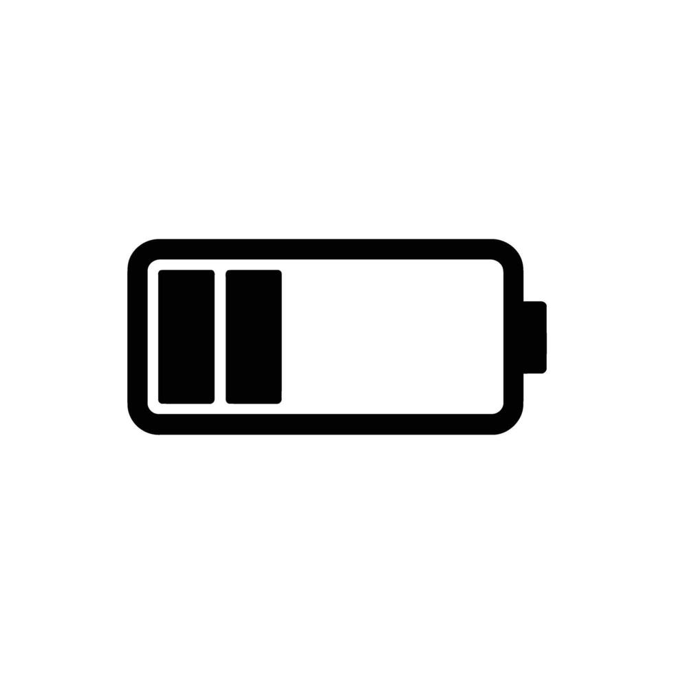 Battery Icon, Black and White Empty Symbol on a Transparent Background, Charging vector