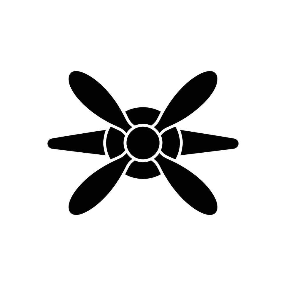 Black and White Illustration SixBladed Propeller Icon for Design Projects vector