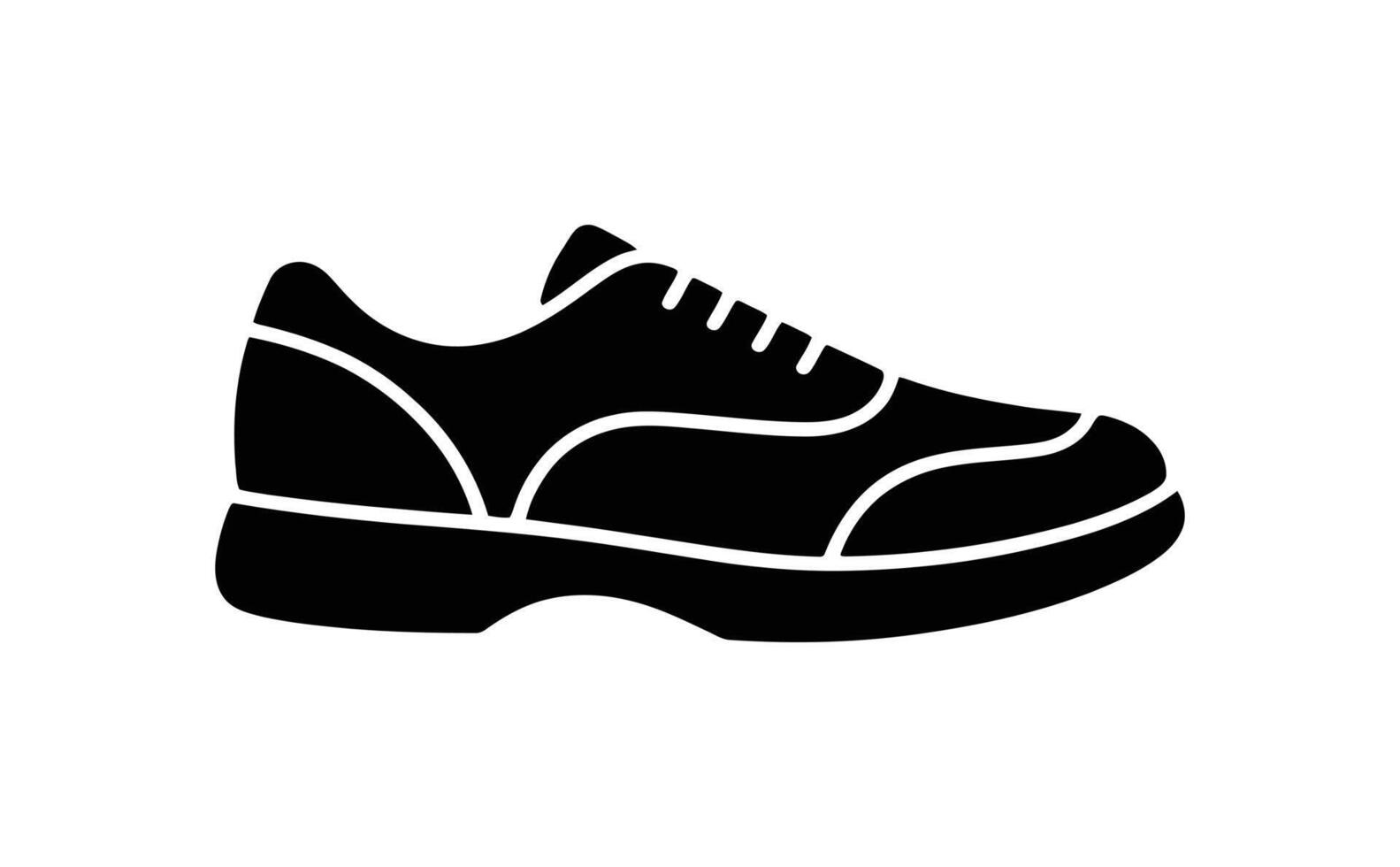 Black and White of a LaceUp Shoe, Silhouette Style, Isolated on White Background vector
