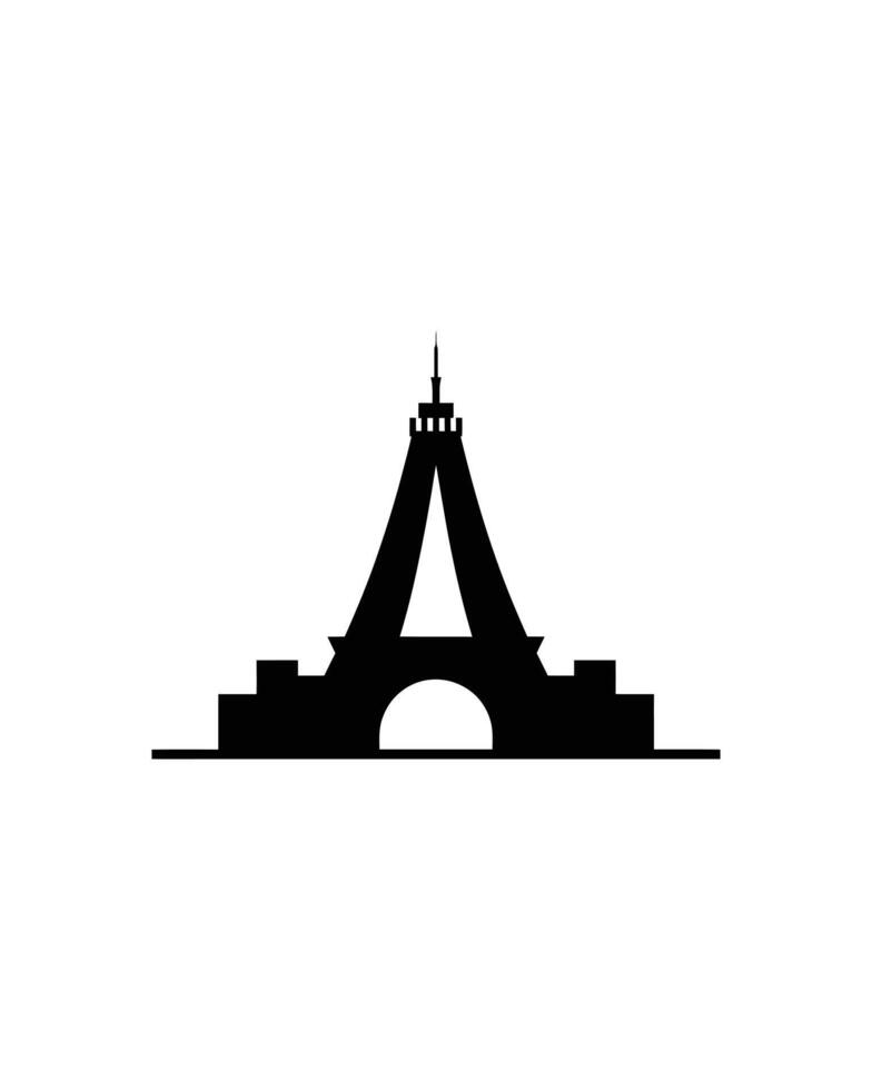 Stylized Black Eiffel Tower Silhouette Against White Background Illustration vector