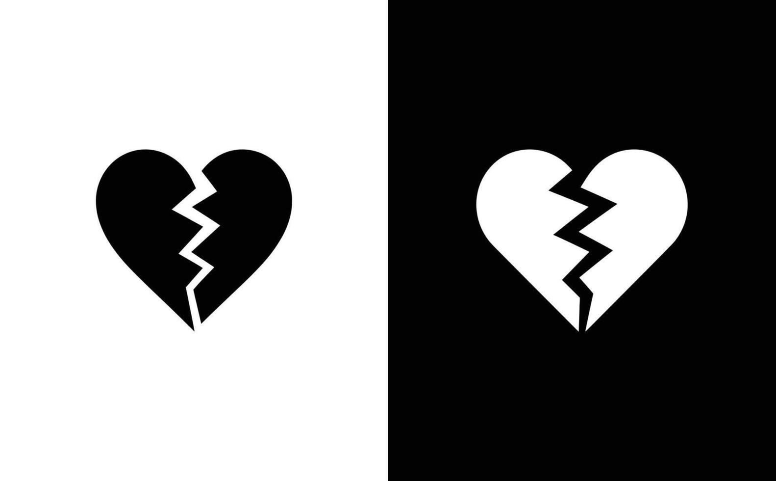 Broken Heart Symbol with Zigzag Fracture in Monochromatic Palette vector