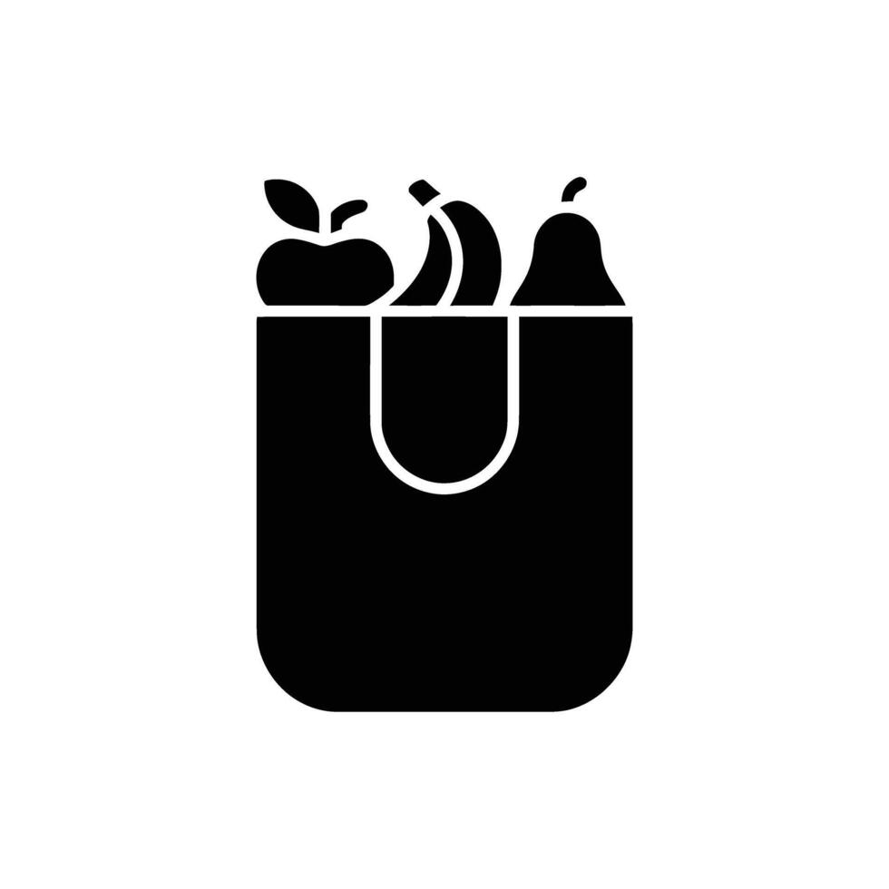 Grocery Bag Icon Filled with Apple, Banana, and Pear Fruit Illustration vector