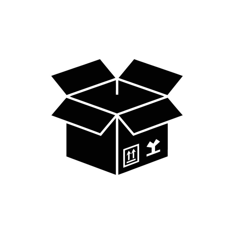 Open Shipping Box Icon with Upward Arrows and fragile sign, isolated on white vector