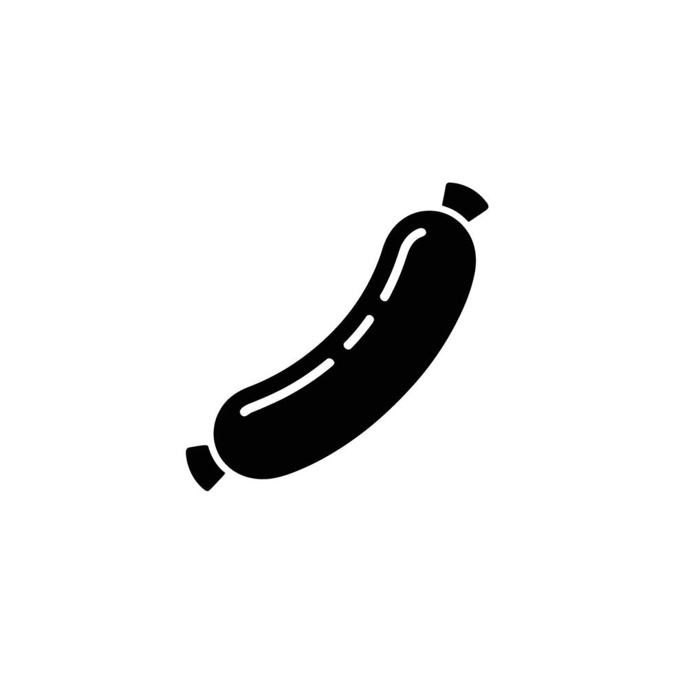 Single Black Sausage Silhouette on Transparent Background Food Element Design vector