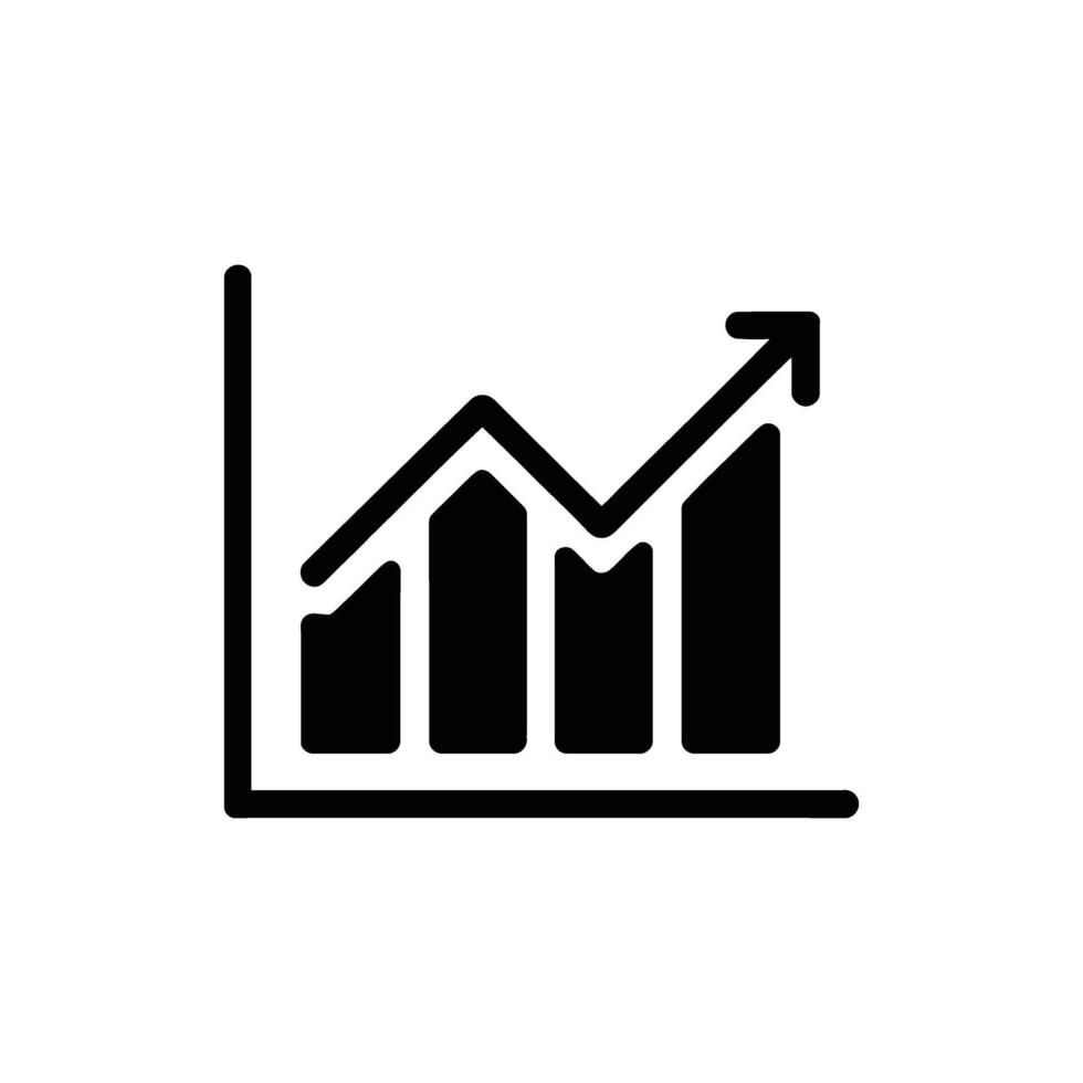 Upward Trending Bar Chart Icon Representing Growth and Success Black and White Illustration vector