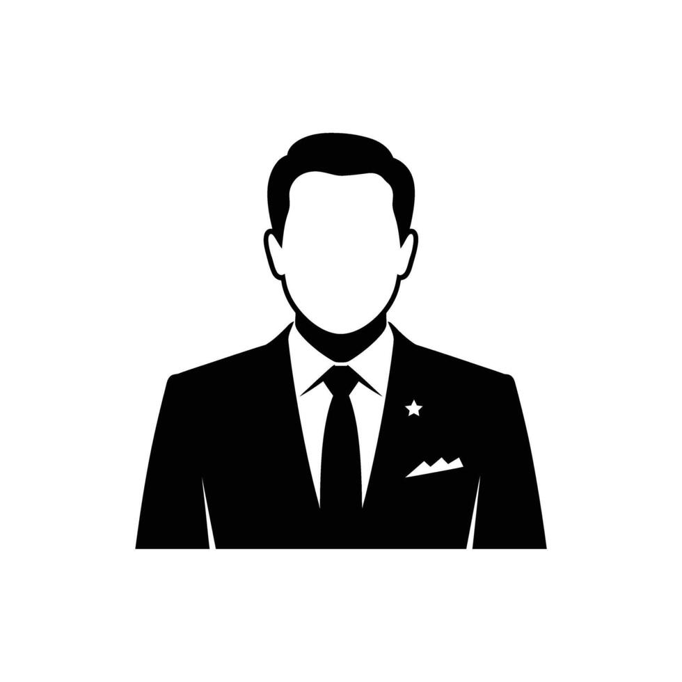 Faceless Man in Suit with Tie and Star Badge, Illustration vector