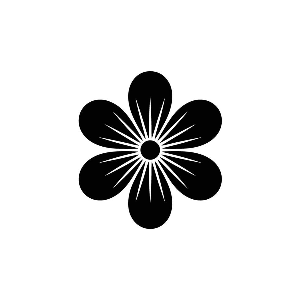 Detailed Black Flower with Six Petals on Transparent Background Element vector