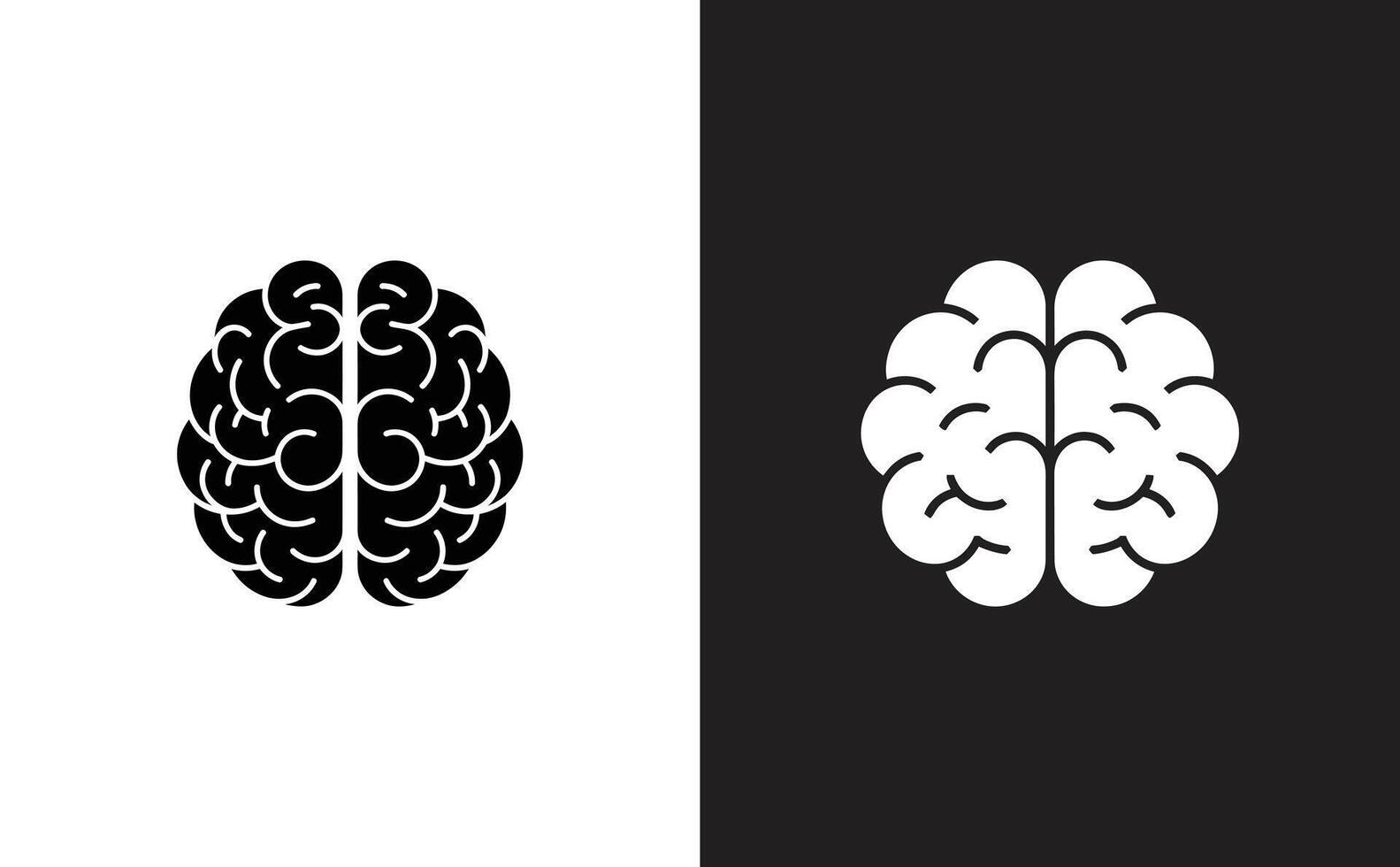 Symmetrical design with white and black brain on background block vector