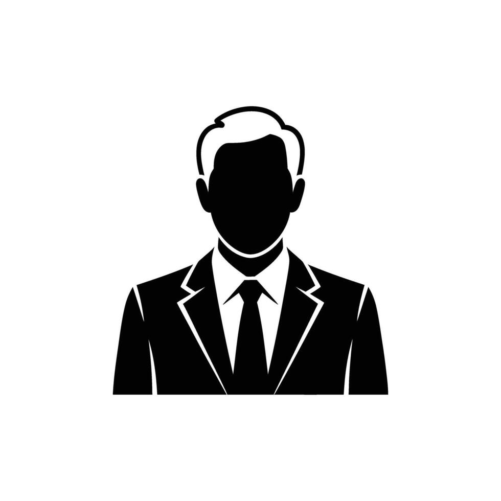 Black Silhouette of a Man in a Suit and Tie, Business Avatar vector