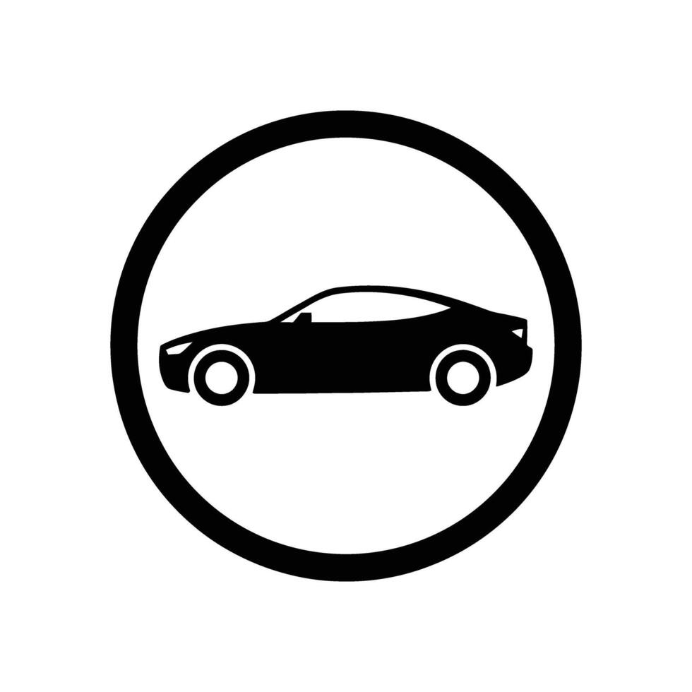 Black Car Silhouette in Circle Automotive Illustration, Modern Transport Design Element vector