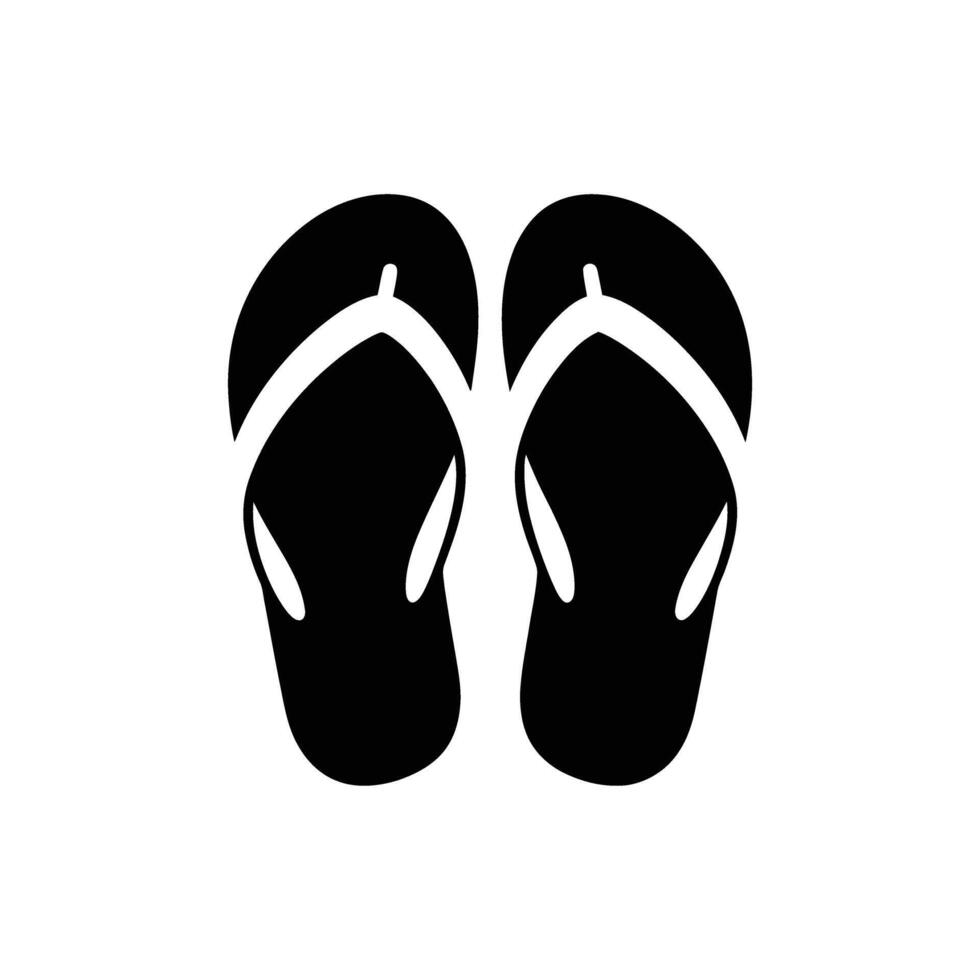 Pair of Black Flip Flops Isolated on White Background Silhouette vector
