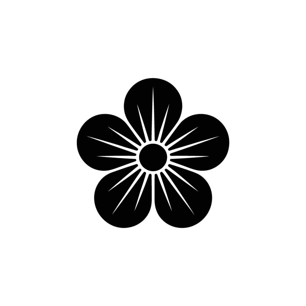 Black Flower Silhouette Isolated on Transparent Background with Petals Design vector