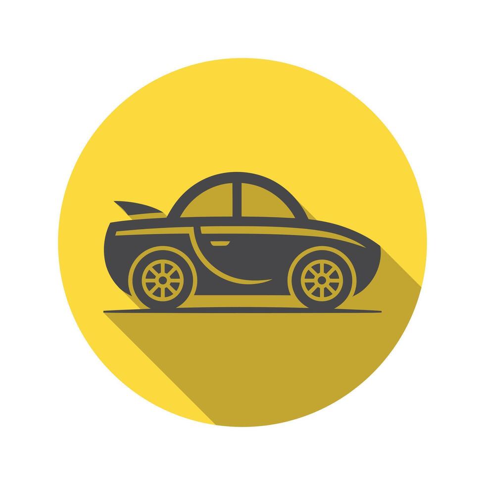 Gray Coupe Silhouette with Spoiler on Yellow Circular Background, Car Design Graphic vector