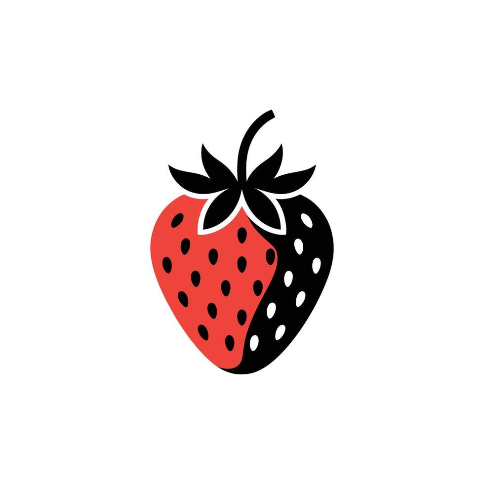Abstract Strawberry Clipart with Black Seeds, Red Fruit and Transparent Background vector