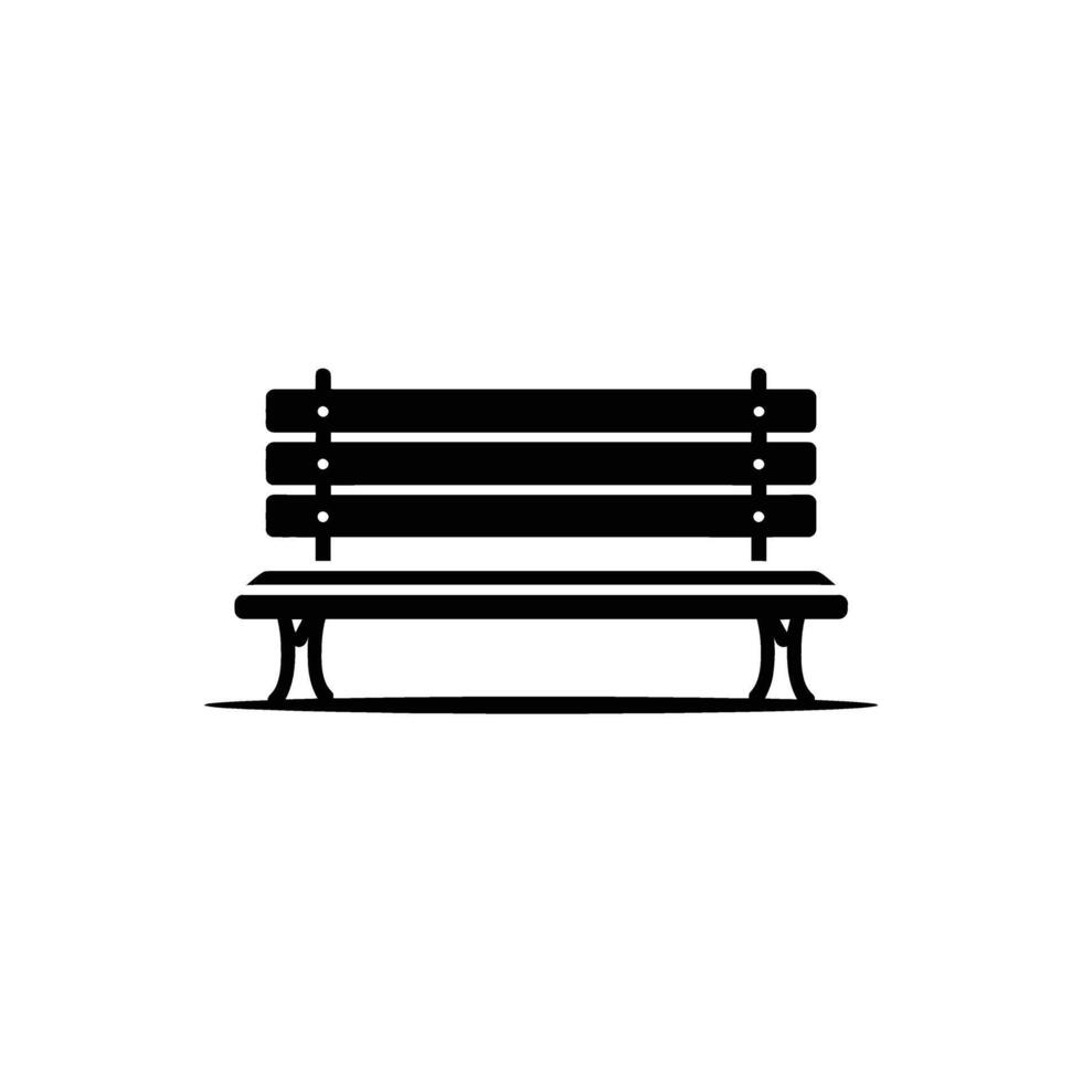 Black Bench Isolated Silhouette on Transparent Background for Relaxation Area vector