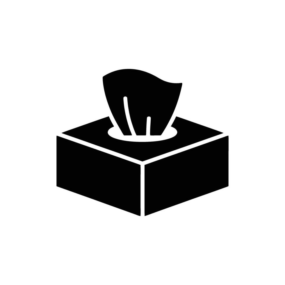 Isolated Tissue Box Black Silhouette on Transparent Background vector