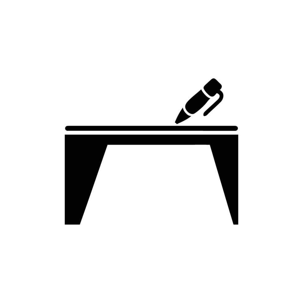 Isolated Black and White Depicting Pen on Table Icon Design vector