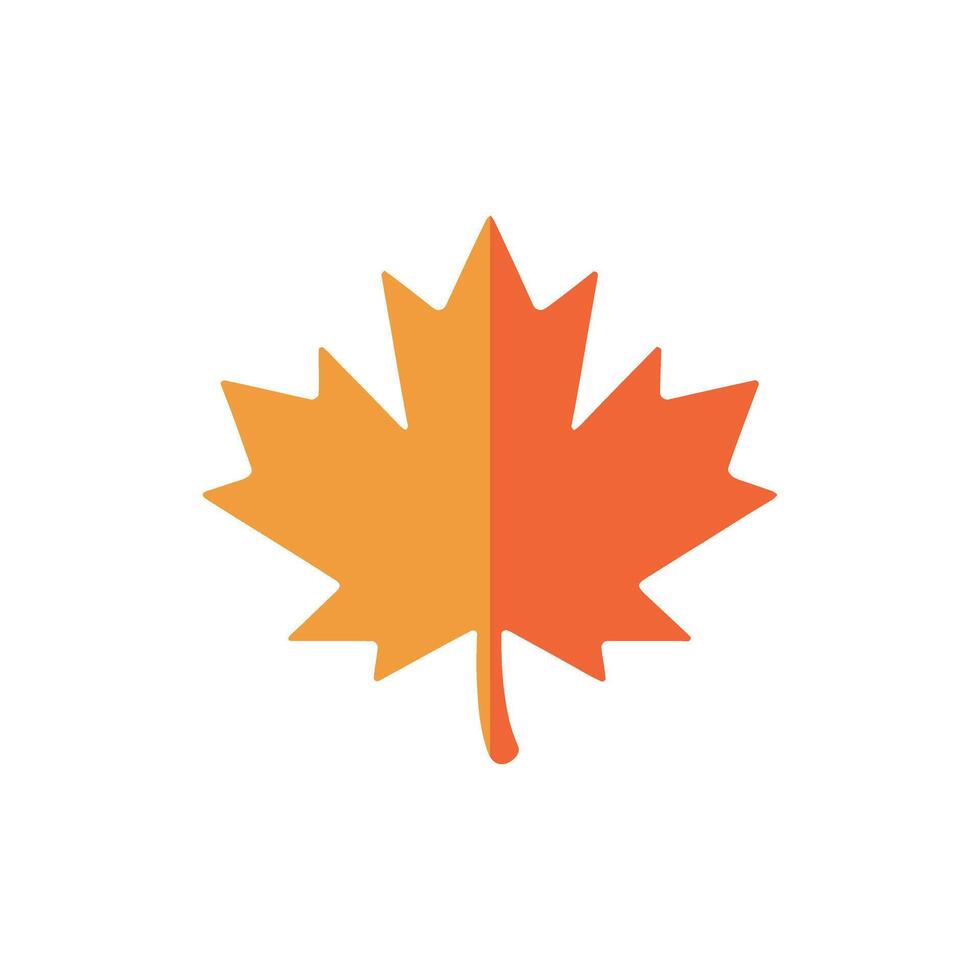 Orange Maple Leaf on White Background, Isolated Symbol, Autumn Season Icon, Plant Design vector