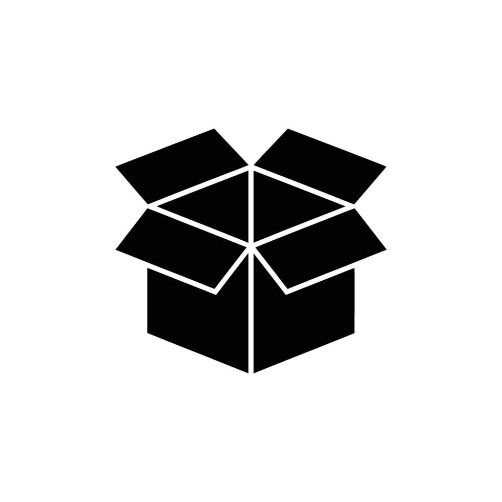 Empty Open Cardboard Box Isolated on White, Packaging, Delivery, Shipping Icon vector