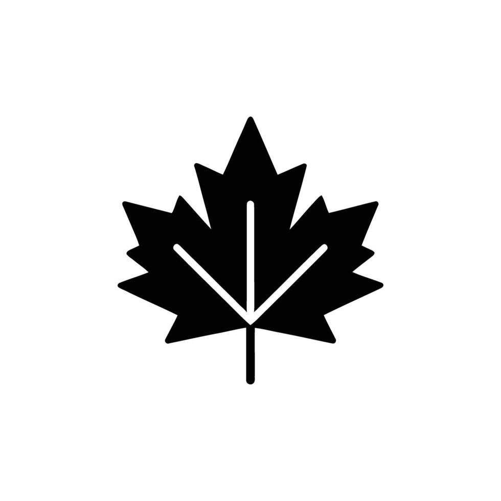 Maple Leaf Icon, Canada Symbol on Transparent Background, Black Silhouette Design vector
