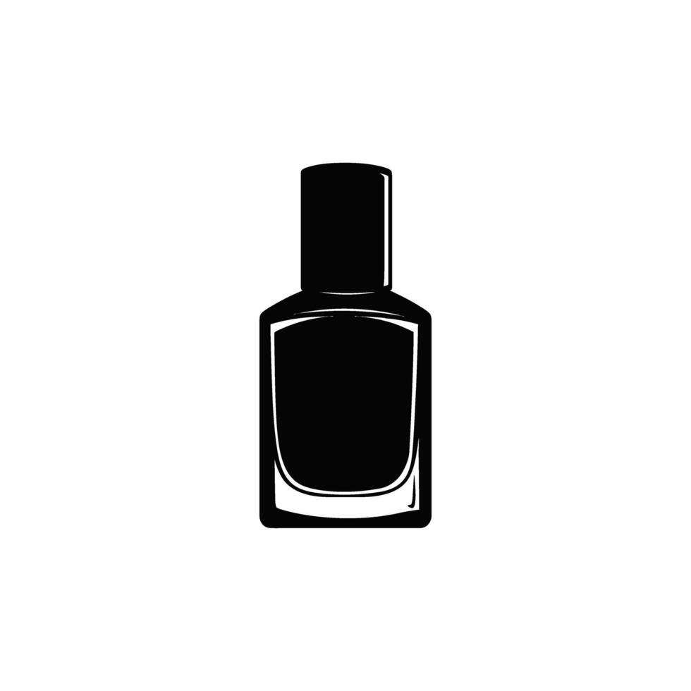 Nail Polish Bottle Isolated Silhouette, Manicure Polish Container, Elegant Cosmetics vector