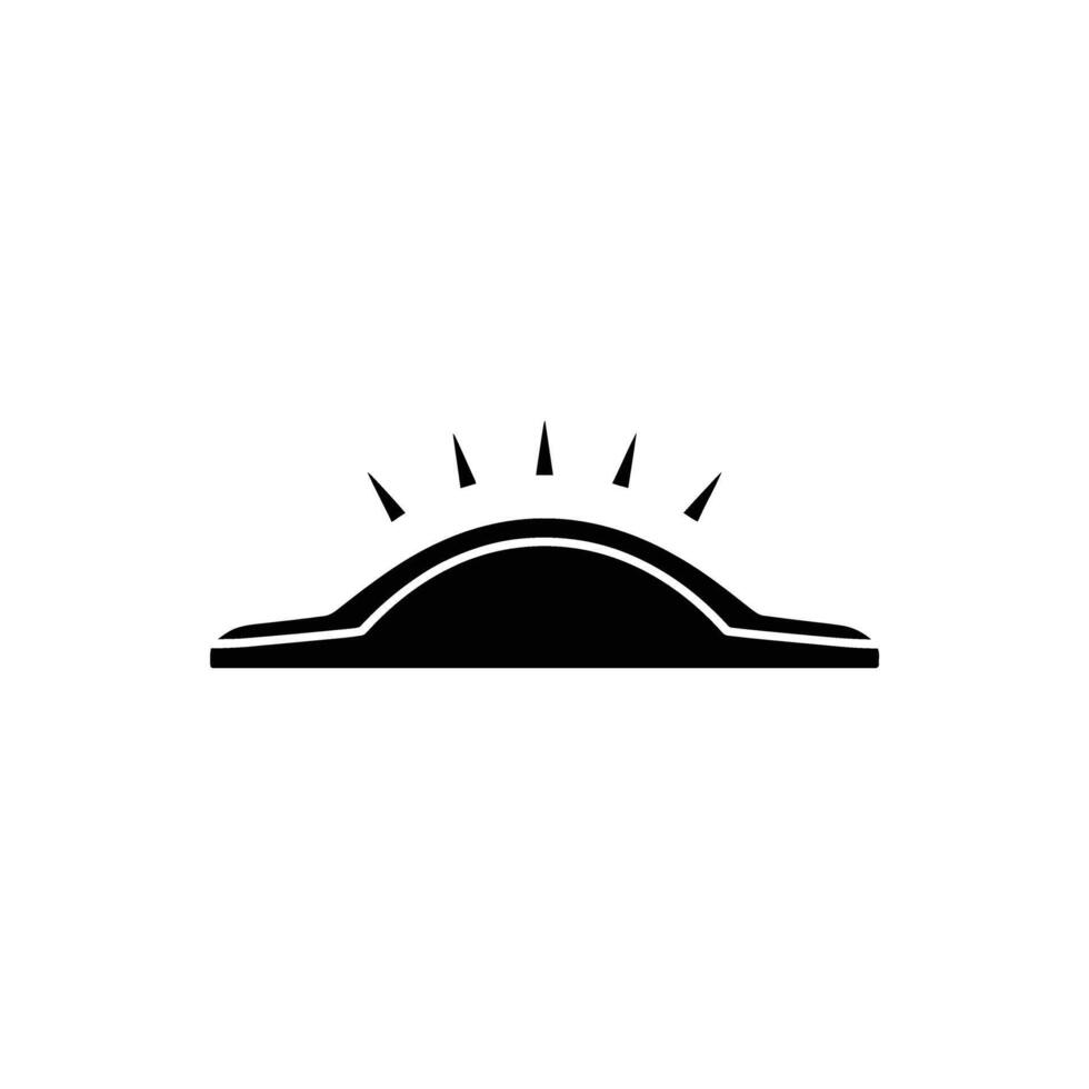 Rising Sun Black Silhouette On Transparent Background Icon Style Design vector