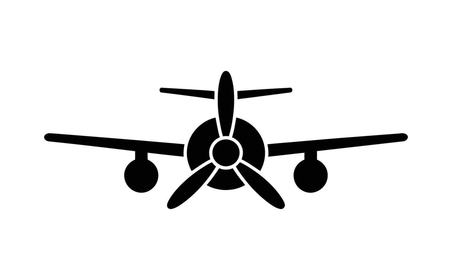 Black and White Airplane Silhouette with Propeller and Spherical Landing Gear Visible Frontally vector