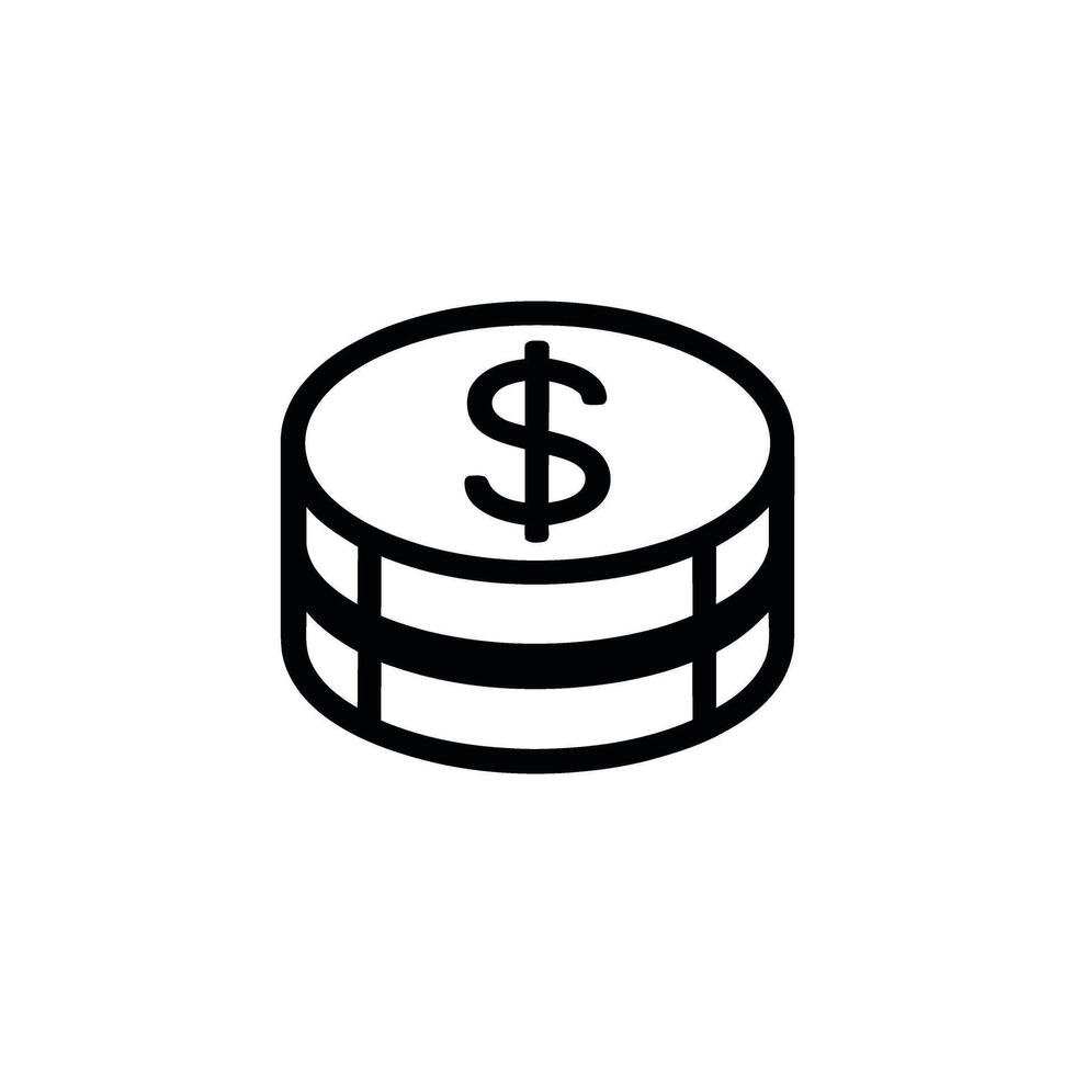 Stack of Coins Icon with Dollar Sign on Transparent Background, Finance Symbol vector
