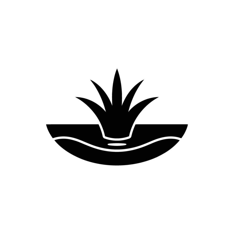 Silhouette of Plant Growing from the Ground with Visible Roots on White Background vector