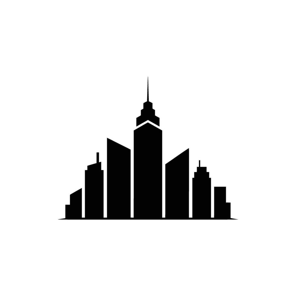 Modern Cityscape Silhouette, Urban Skyline With Skyscrapers on Transparent Background vector