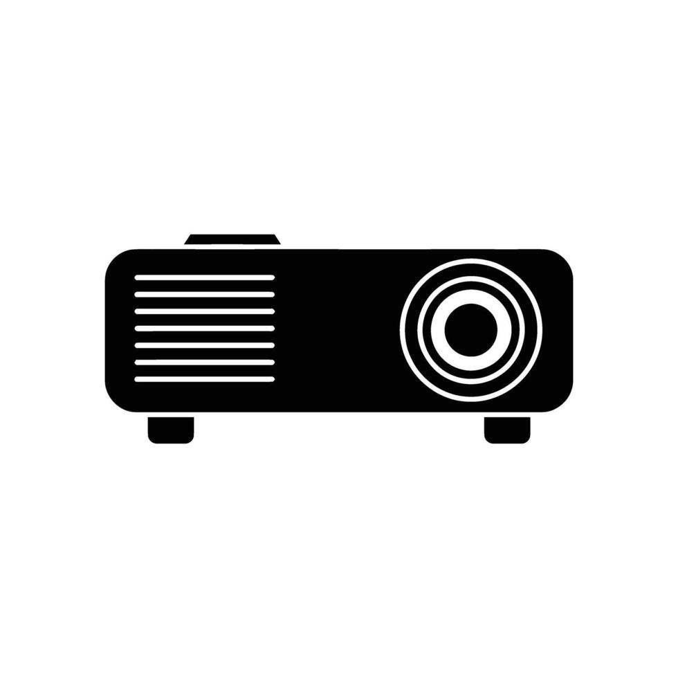 Black Projector Icon on Transparent Background Technology Symbol vector