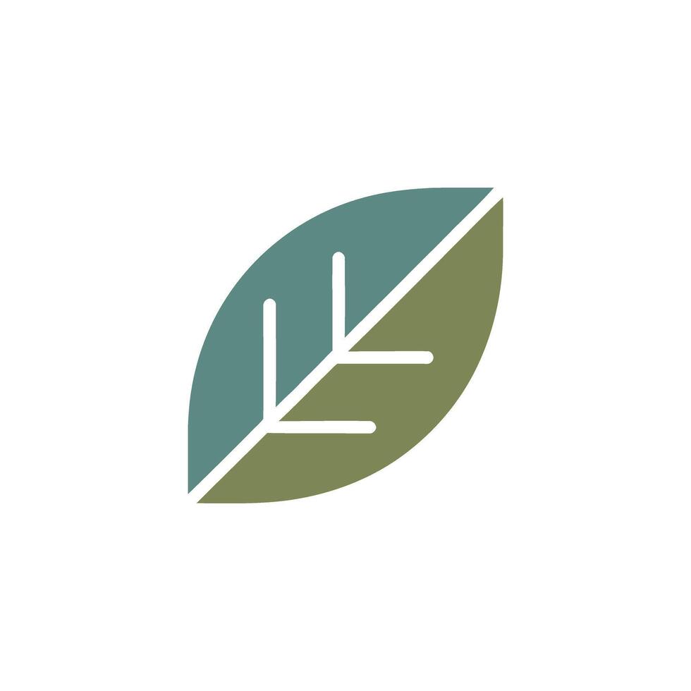 Green Leaf Illustration, Veins Detail, Minimalist Leaf Shape, Isolated On White vector