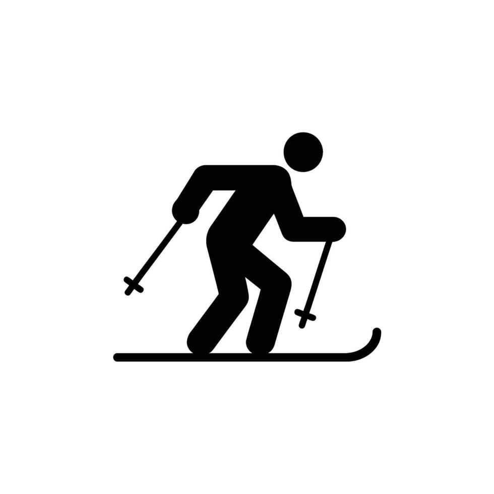 Silhouette Skier Skiing Downhill with Poles Isolated on Transparent Background vector