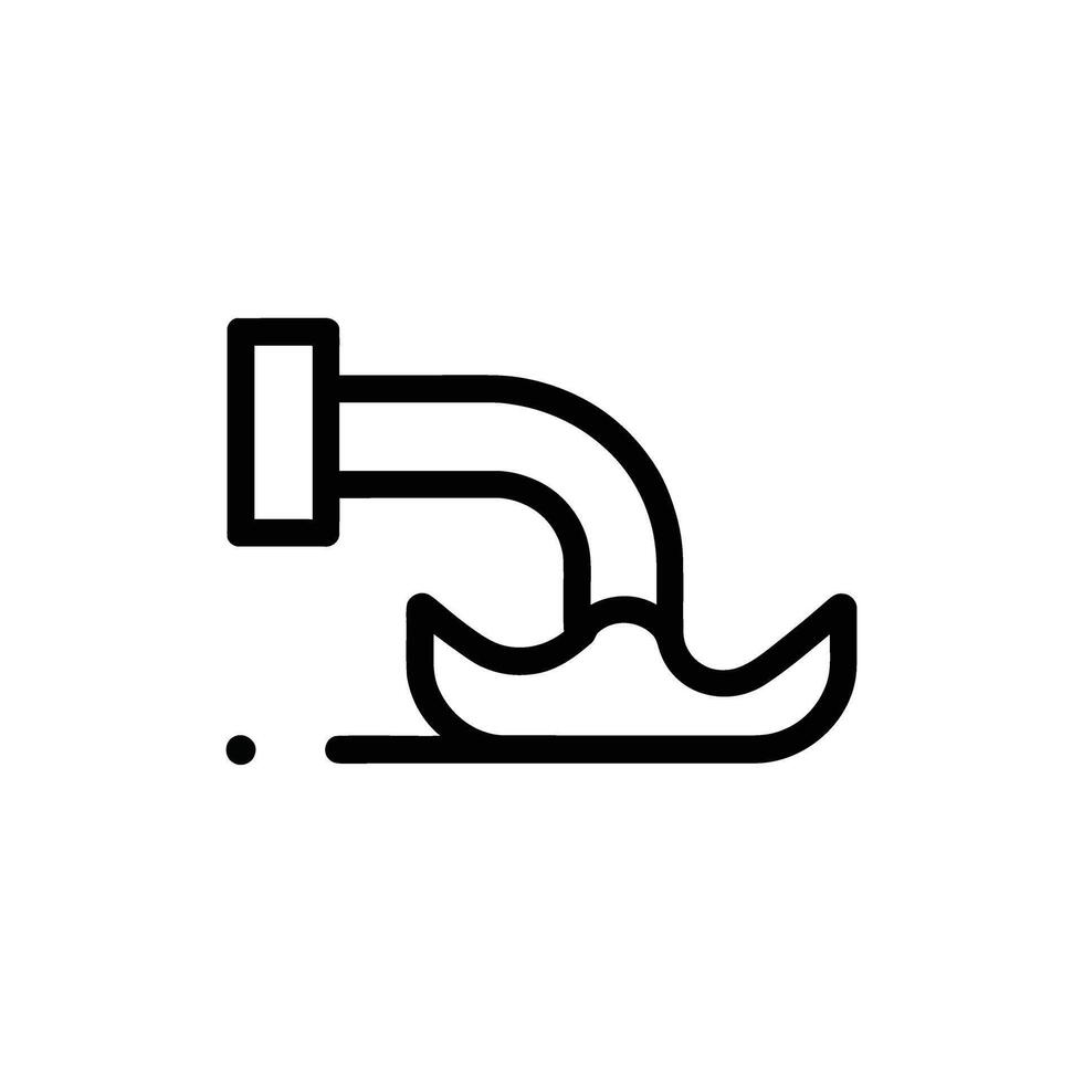 Black outline pipe with water pouring transparent background icon design vector